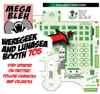 Emerald City Comic Con 2013 vendor floor map with the Little Vampires booth highlighted