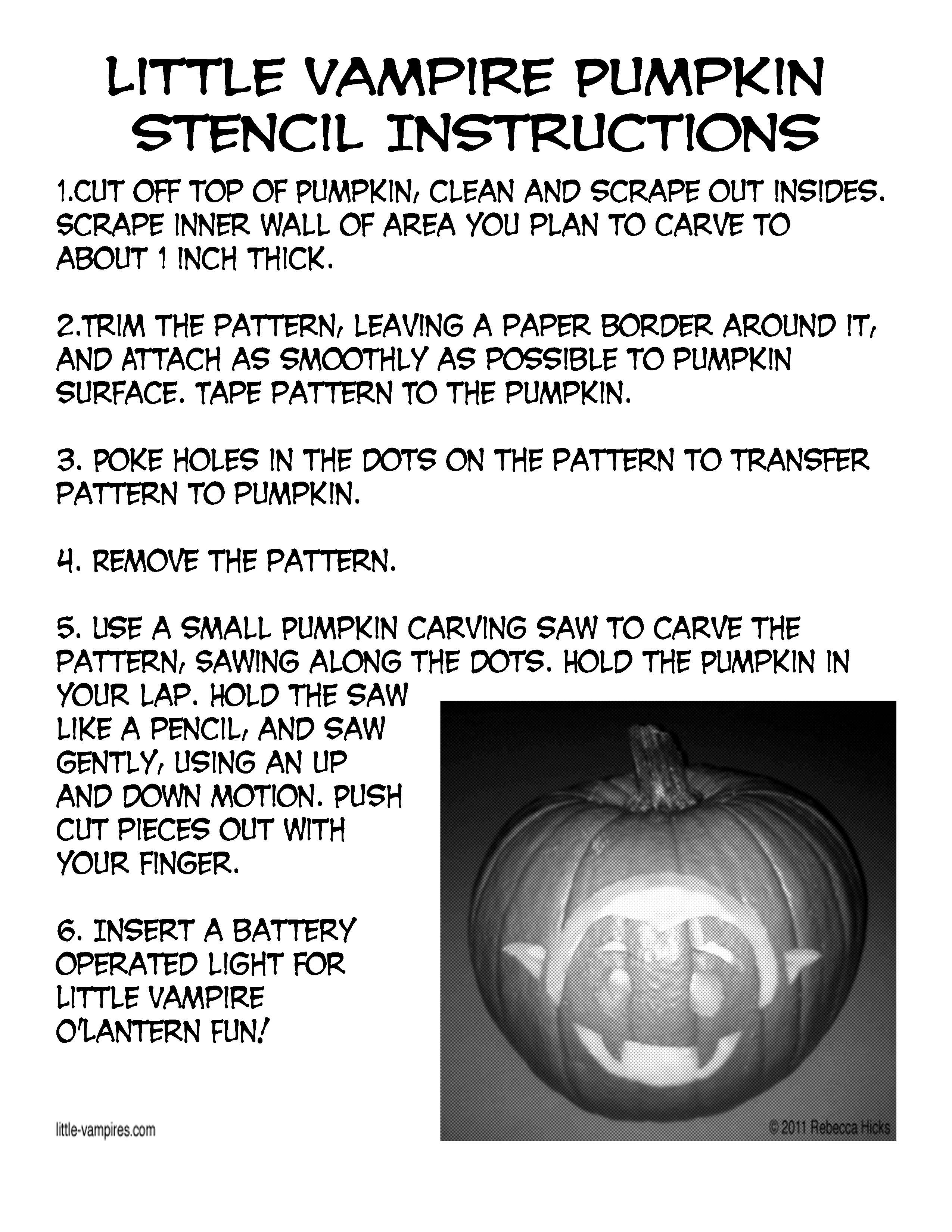 Little Vampire Pumpkin Stencil Instructions