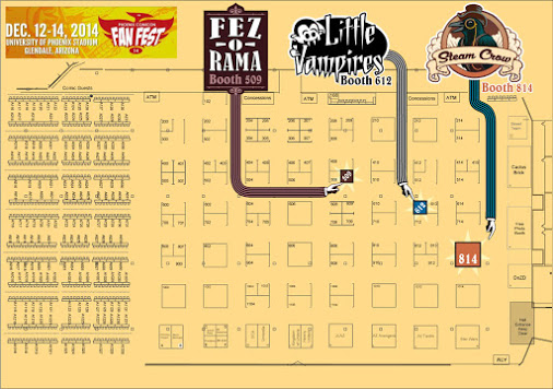 Phoenix Comicon Fan Fest 2014 exhibitor floor map with the Little Vampires booth highlighted