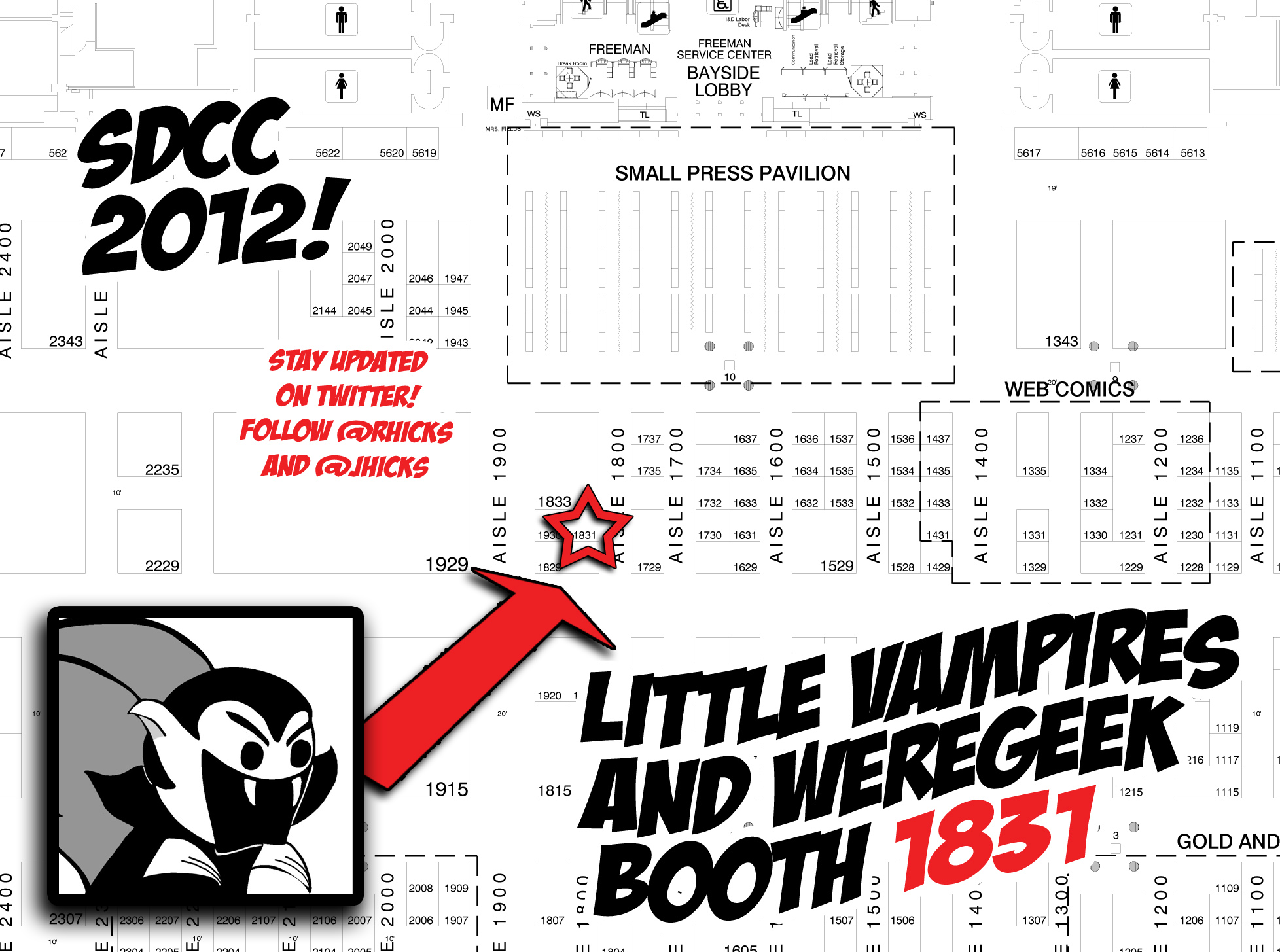 San Diego Comic-Con 2012 floor map with Little Vampires booth highlighted