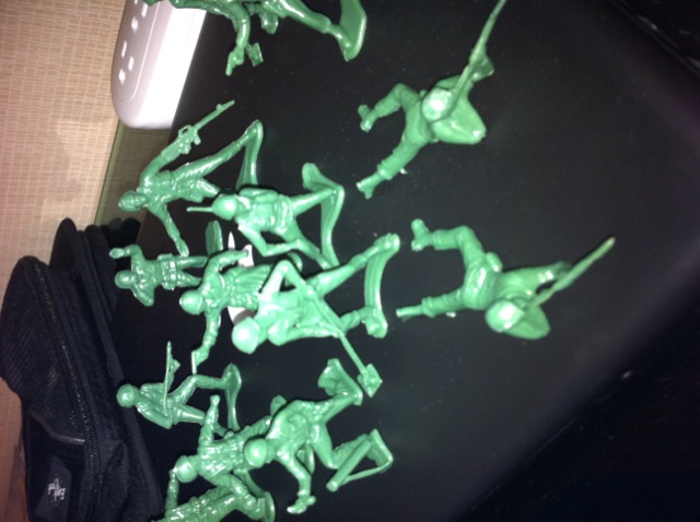 Assorted green plastic army men