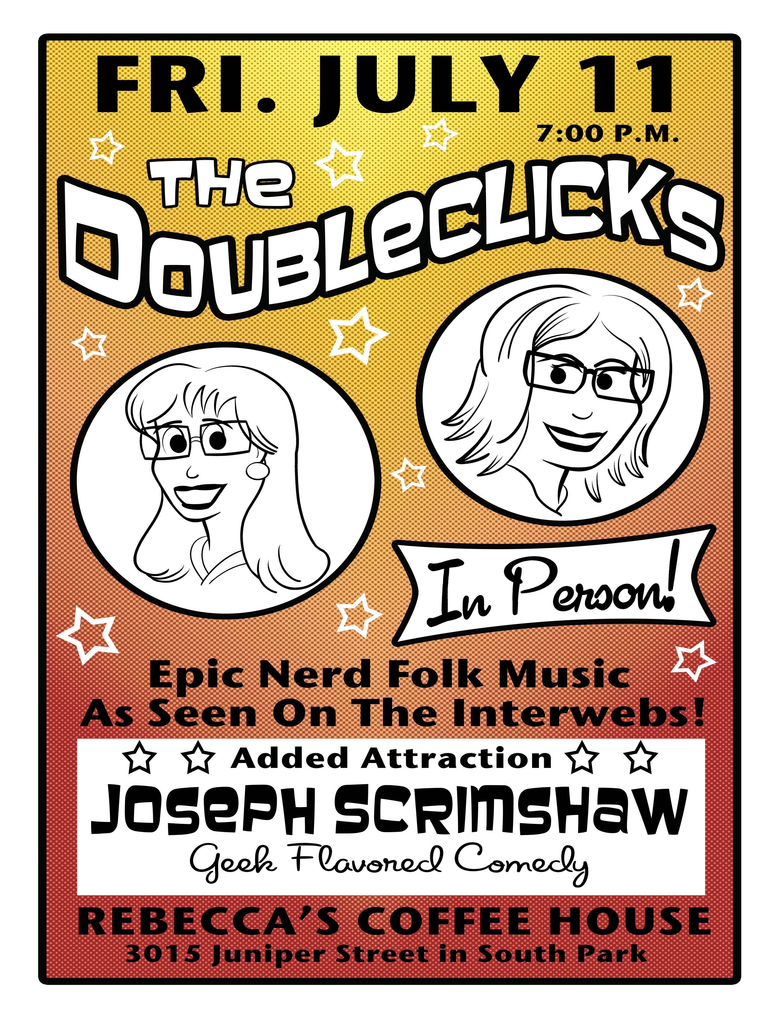 Poster for the Doubleclicks show by Rebecca Hicks