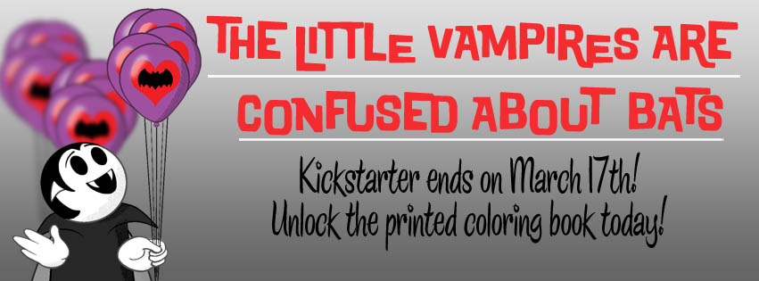 Promotional image for the Little Vampires Are Confused About Bats Kickstarter