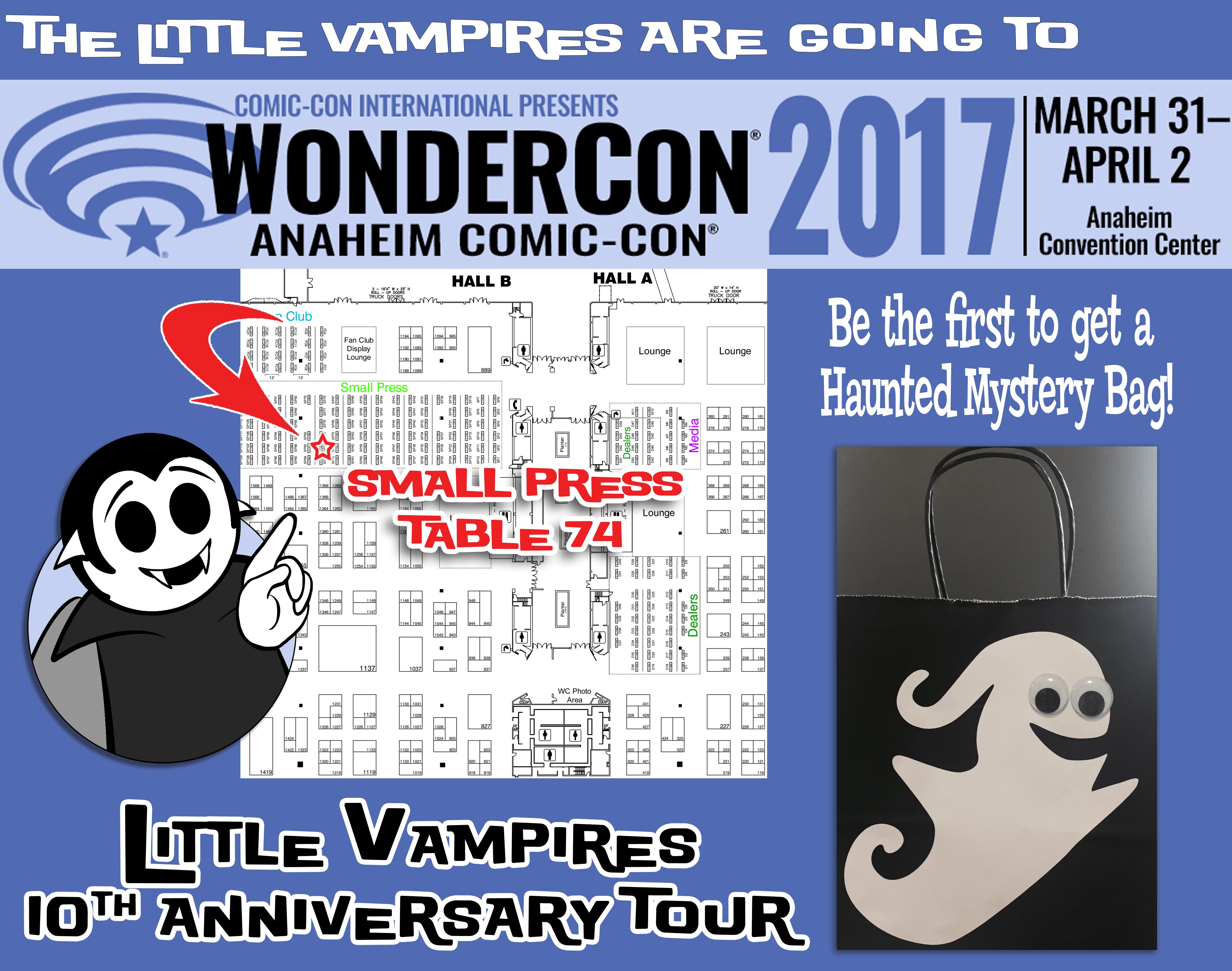 WonderCon 2017 exhibitor floor map with the Little Vampires booth highlighted