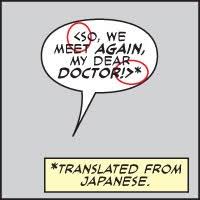 Example of a comic book panel that indicates the words are translated from another language