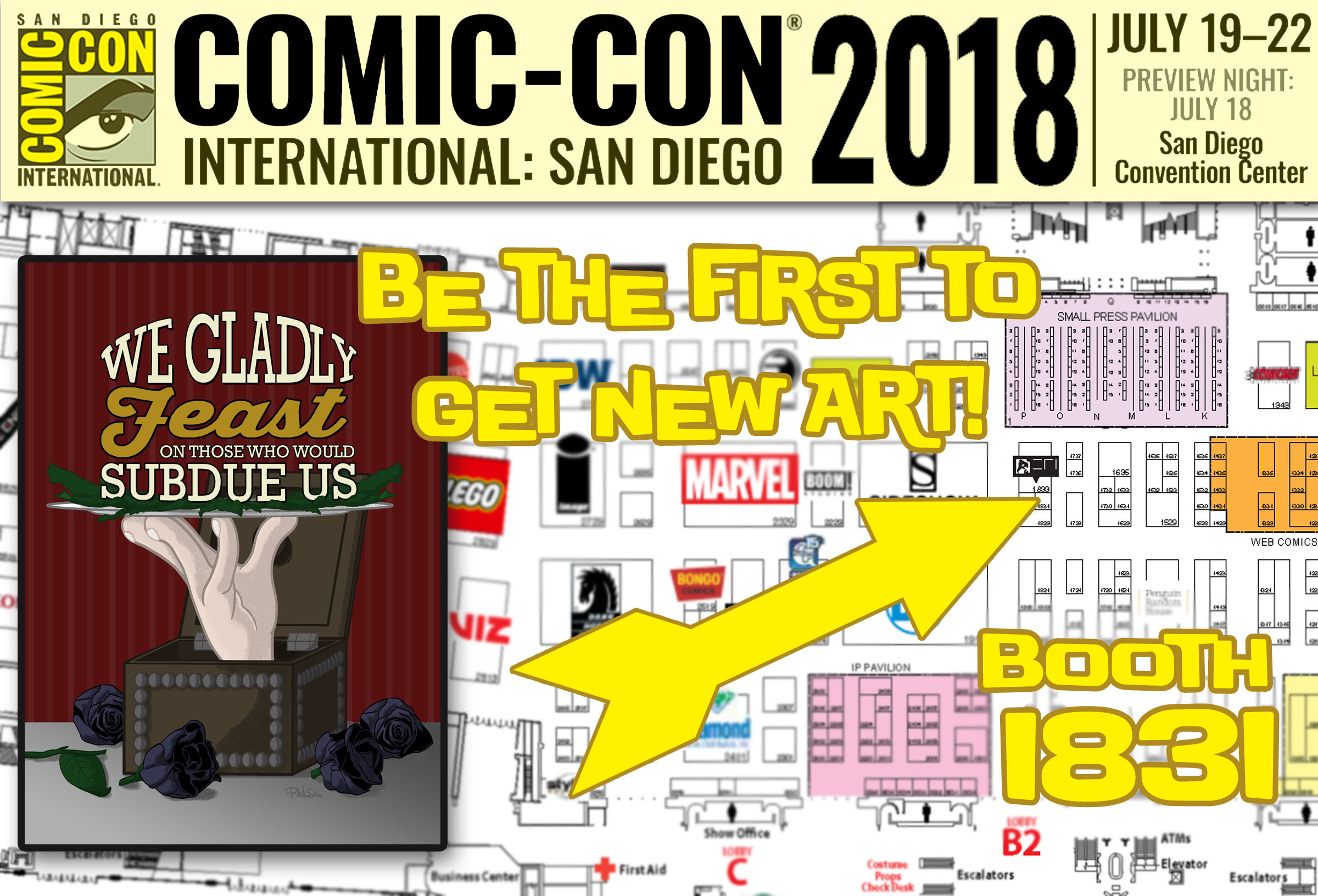 San Diego Comic-Con 2018 exhibitor floor map with the Little Vampires booth highlighted