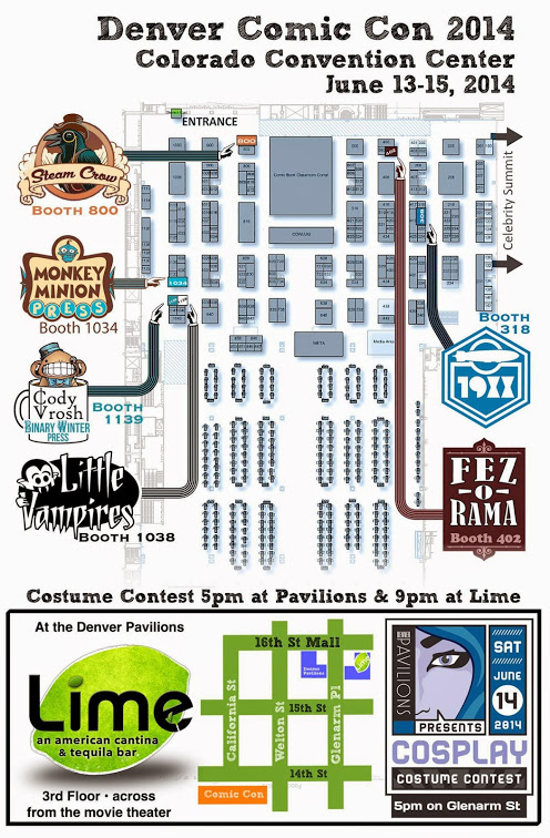 Denver Comic Con 2014 exhibitor floor map with the Little Vampires booth highlighted