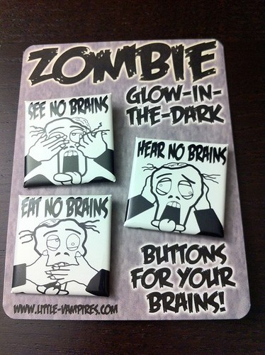 Glow-in-the-dark zombie badge pins