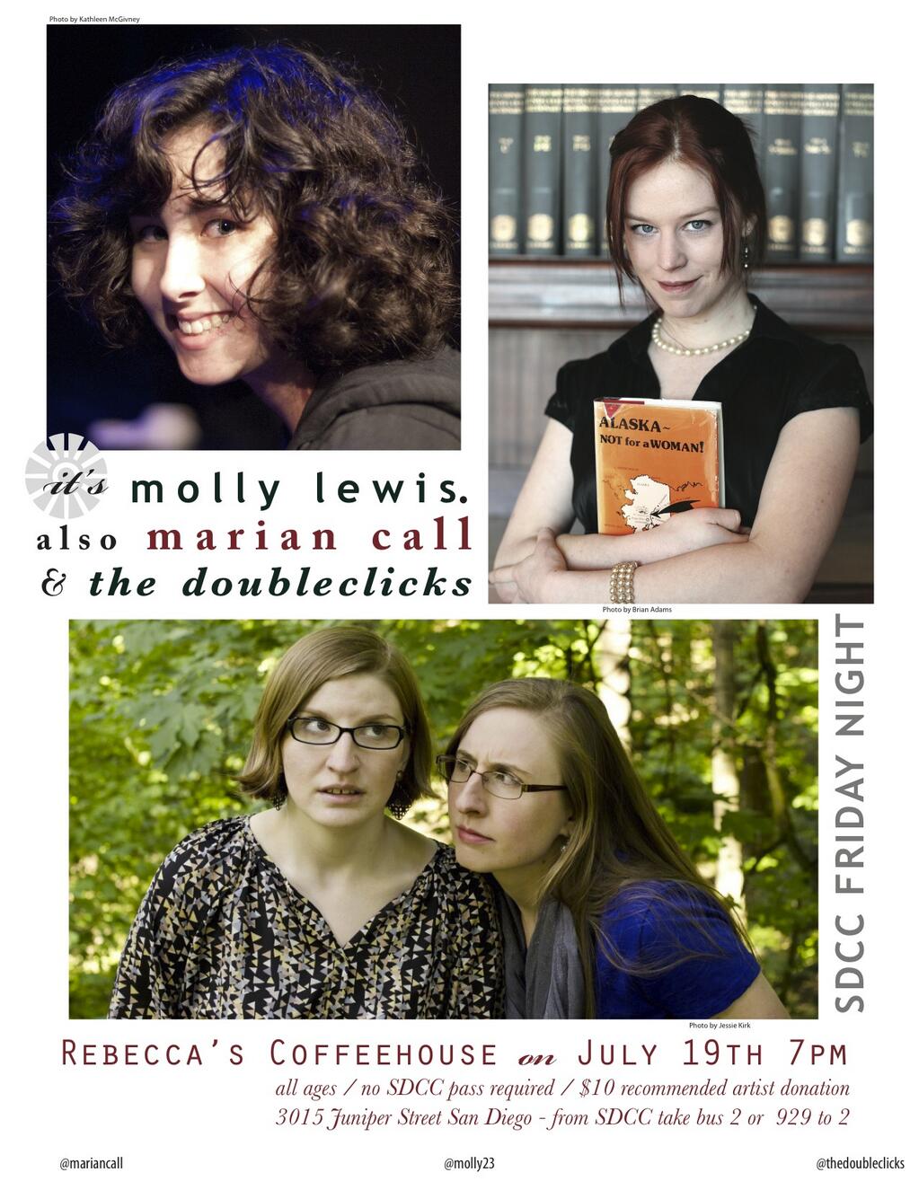 Promotional image featuring Molly Lewis, Marian Call, and the Doubleclicks
